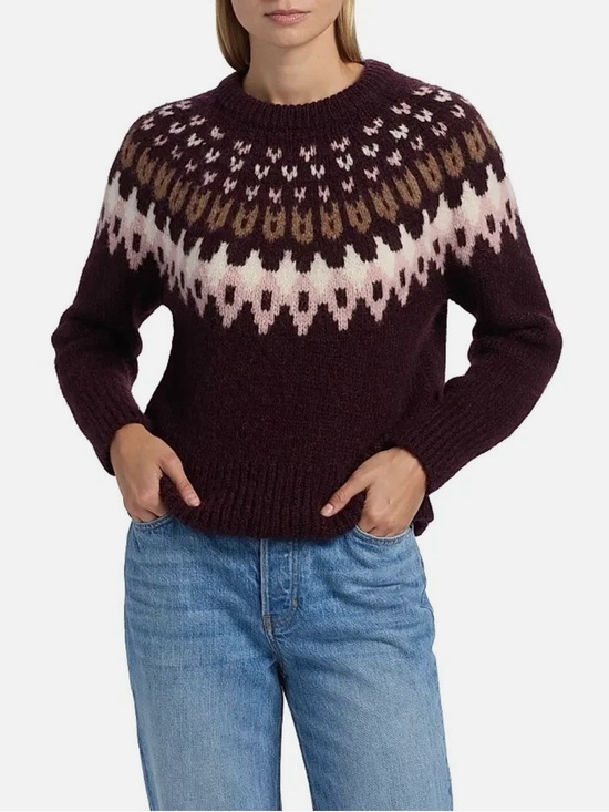 Veronica Beard Sweaters - Veronica Beard Anne Fair Isle Alpaca Wool Blend Sweater in Raisin Multi Size XS